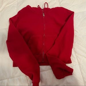 J Galt Brandy Melville Cropped Red Hoodie